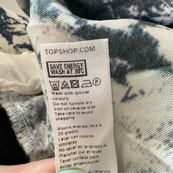 Topshop Galaxy Print Satin Joggers Pull On Pants Elastic Waist Blue Black Sz 26 - Picture 12 of 12